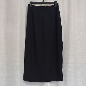 Vintage Sarah Elizabeth Casual Black Midi Skirt 100% Rayon Size 16 Zip Up